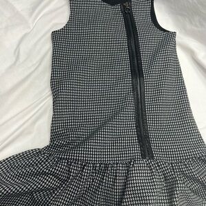 Herringbone Wool Blend Girls Sleeveless Zipper Jumper size 7